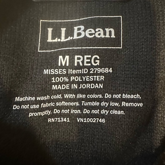 LL Bean Black Full-Zip Fleece Jacket Size Small - Picture 4 of 4